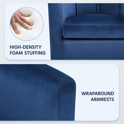 Yaheetech Velvet Accent Chair, Modern and Comfortable Armchairs, Upholstered Barrel Sofa Chair for Living Room Bedroom Waiting Room, Set of 2, Blue