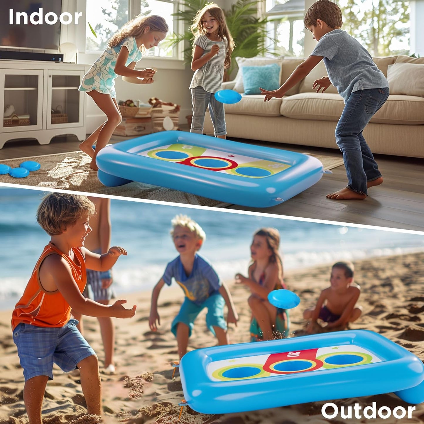 iPlay, iLearn Kids Pool Toys, Inflatable Cornhole Floating Toss Games & 6 Water Bags for Summer Swimming Play, Toddler Outdoor Indoor Beach Family Yard Party Gift 3 4 5 6 7 8 10 Year Old Boy Girl Teen