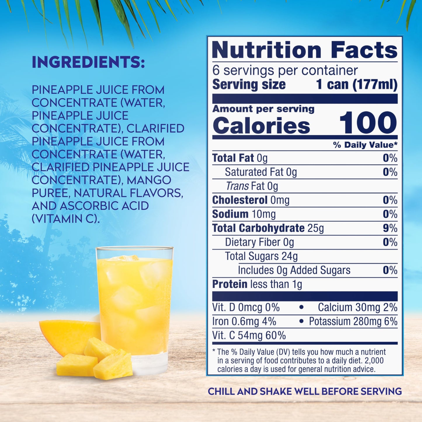 Dole 100% Juice, Pineapple, 46 Ounce Cans (Pack of 6)