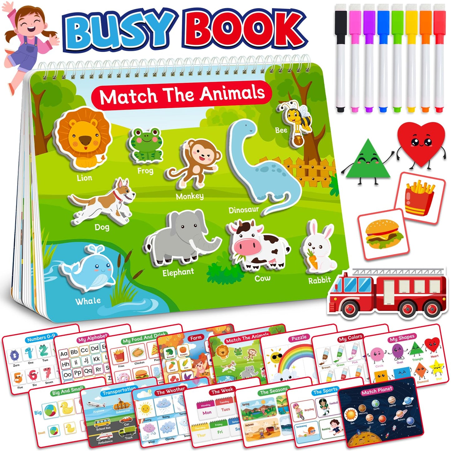 Benresive Montessori Busy Book for Toddlers 2-4, Preschool Toddler Learning Activities, Toddler Sticker Books for 2 3 4 Year Olds Boys Girls, Autism Sensory Toddler Toys for 2 3 4 Year Old - Animal