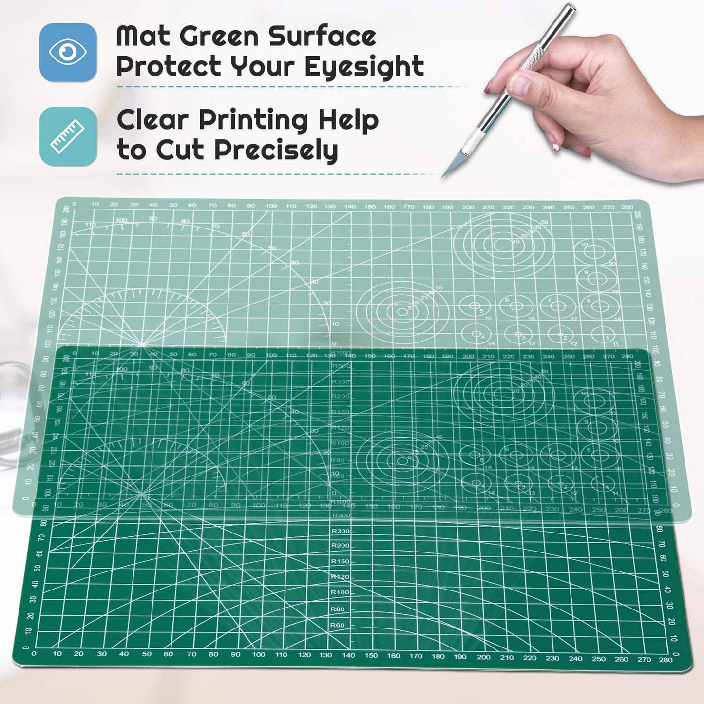 anezus Self Healing Sewing Mat, 12inch x 18inch Rotary Cutting Mat Double Sided 5-Ply Craft Cutting Board for Sewing Crafts Hobby Fabric Precision Scrapbooking Project