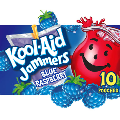 Kool-Aid Jammers Blue Raspberry Flavored Kids 0% Juice Drink (10 ct Box, 6 fl oz Pouches)