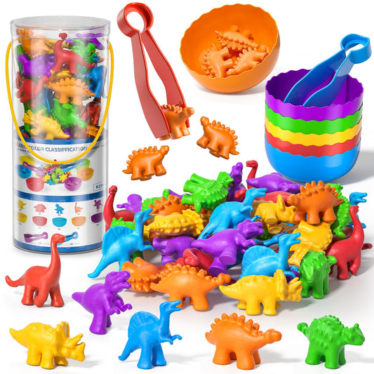 Counting Dinosaurs Matching Games Color Sorting Montessori Toy Set, Toddler Preschool Learning Activities Educational Sensory Bath Toys for Kids Boys Girls Birthday Gifts Bathtub Baby Toys