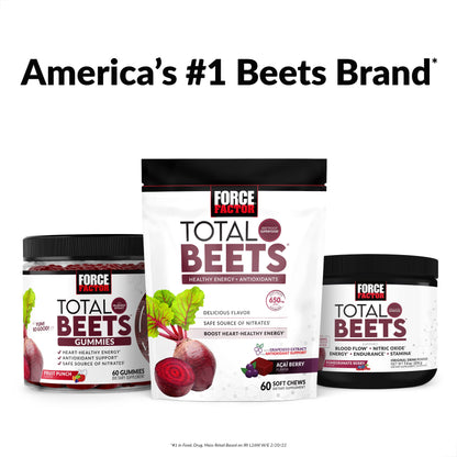 Force Factor Total Beets Organic Beetroot Powder Superfood to Boost Daily Nutrition, USDA Organic, Vegan, Gluten-Free, and Non-GMO Beet Supplement, Unflavored, 90 Servings