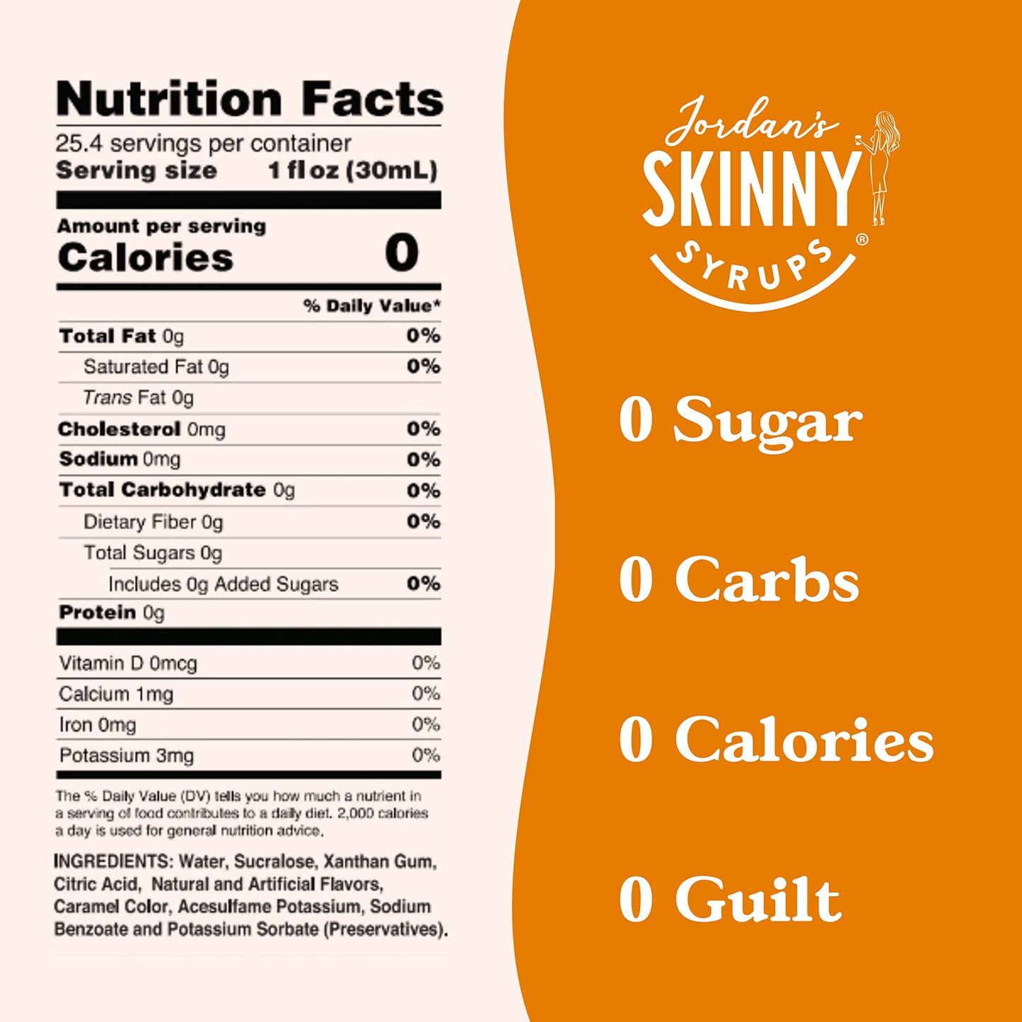 Jordan's Skinny Syrups Sugar Free Coffee Syrup, Vanilla Flavor Drink Mix, Zero Calorie Flavoring for Chai Latte, Protein Shake, Food and More, Gluten Free, Keto Friendly, 25.4 Fl Oz, 2 Pack