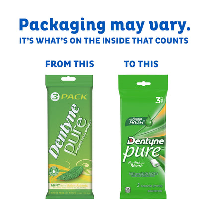 Dentyne Pure Mint with Herbal Accents Sugar Free Gum, 10 Packs of 9 Pieces (90 Total Pieces)