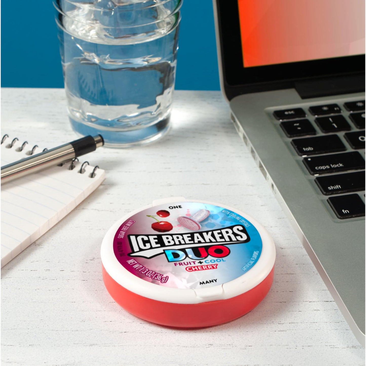 ICE BREAKERS Duo Fruit Plus Cool Strawberry Sugar Free Breath Mints Tins, 1.3 oz (8 Count)