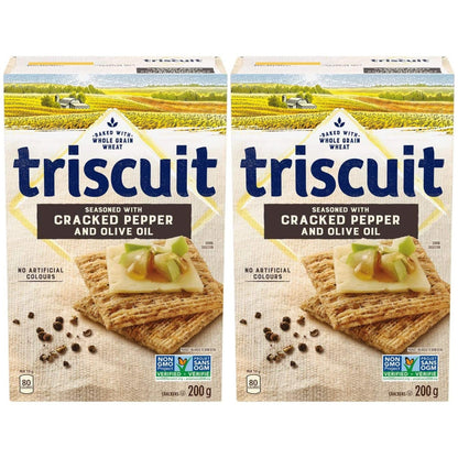 Triscuit Cracked Pepper & Olive Oil Crackers, 200g/7oz (Pack of 2) Shipped from Canada