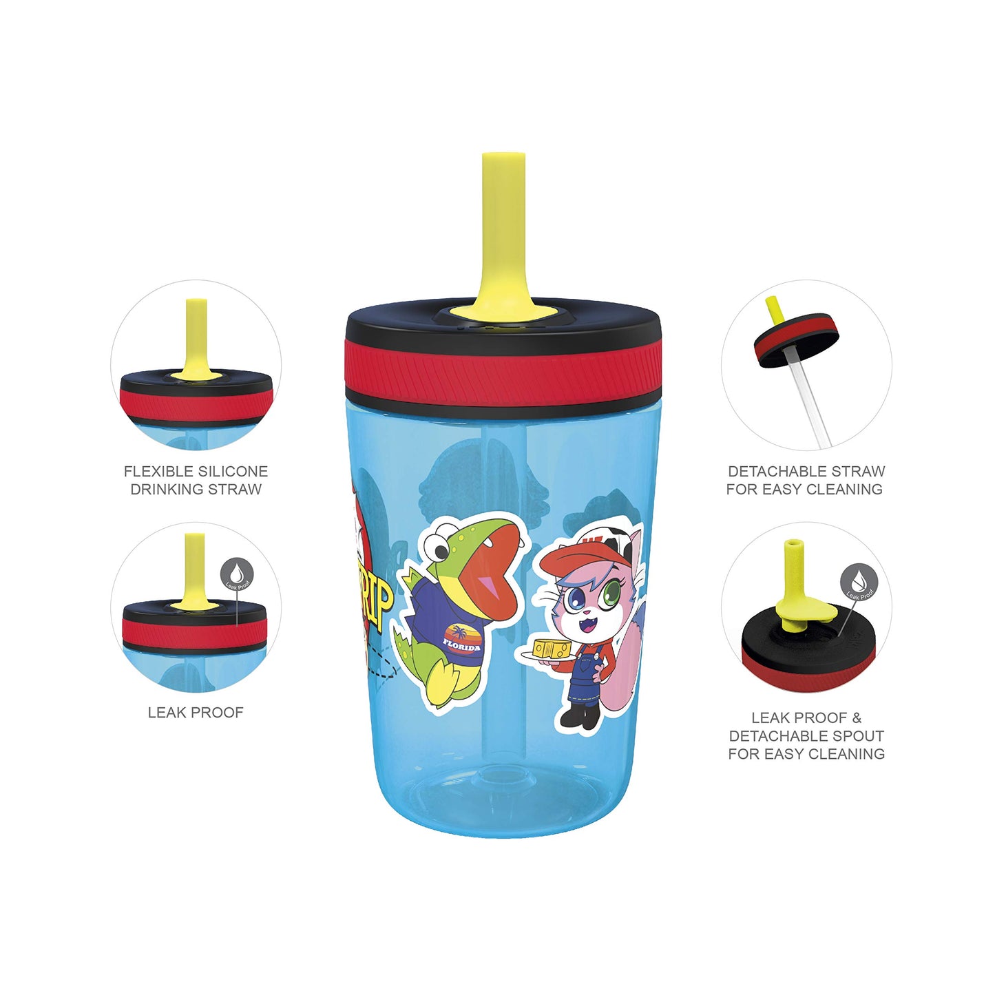 Zak Designs 15oz Bluey Kelso Tumbler Set, BPA-Free Leak-Proof Screw-On Lid with Straw Made of Durable Plastic and Silicone, Perfect Bundle for Kids, 2 Count (Pack of 1)