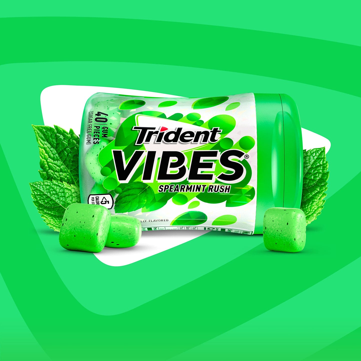 Trident Vibes Spearmint Rush Sugar Free Gum, 6 Bottles of 40 Pieces (240 Total Pieces)