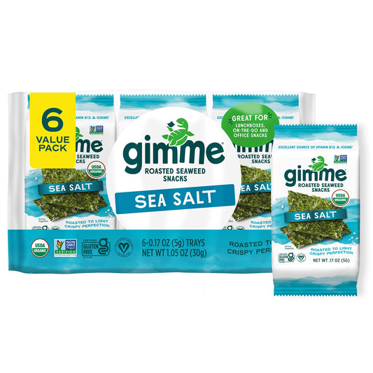 Anita G gimMe Organic, Roasted Seaweed Snack, Sea Salt, 6 pack, 15 Oz