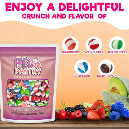 Fruit Crunch Original Candy Freeze Dried 16 oz 1 pound - Assortment Strawberry, Orange, Lemon, Grape, Lime Flavors Large 1lb Big Bag Pouch - Ideal Gift Snack 16oz