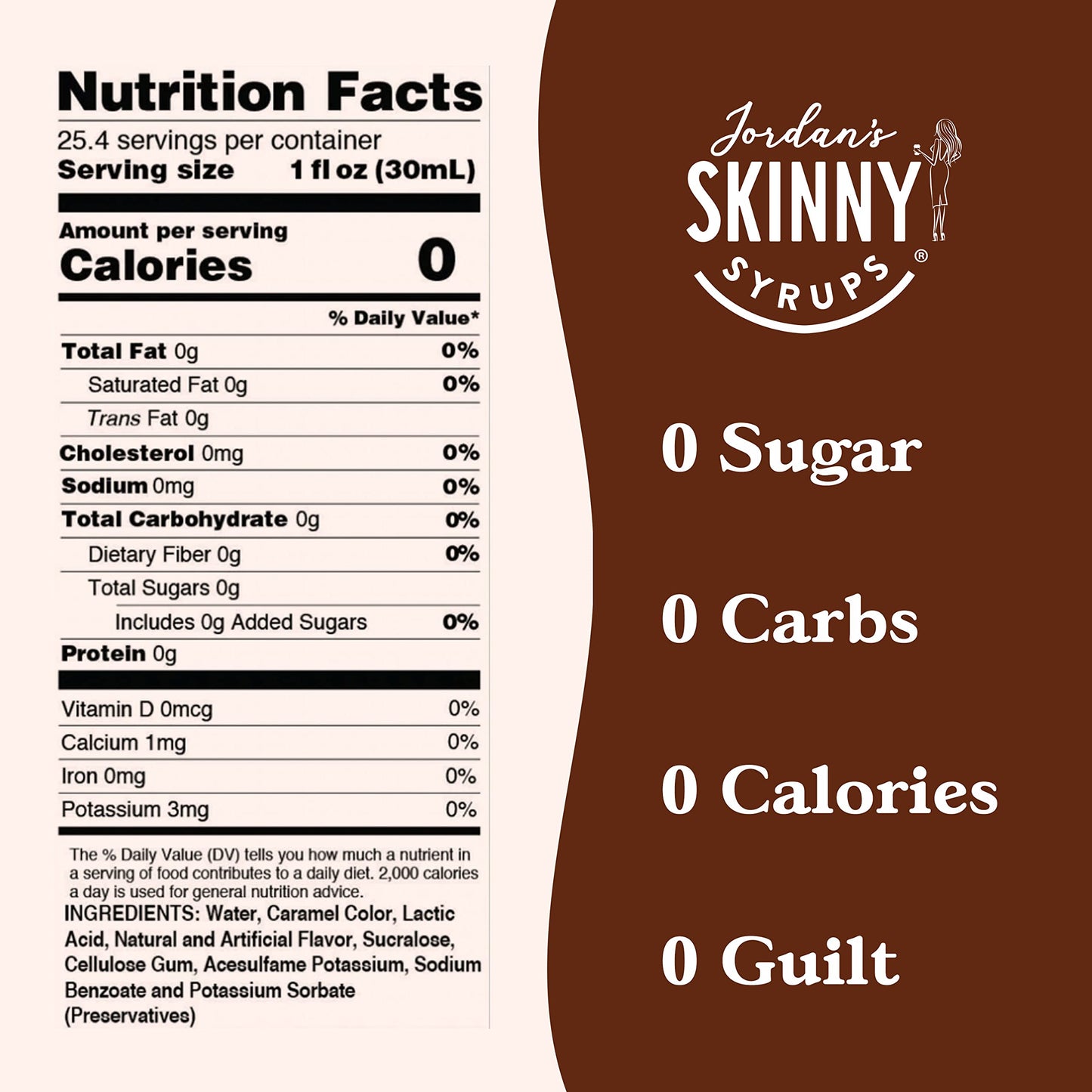 Jordan's Skinny Syrups Sugar Free Coffee Syrup, Vanilla Flavor Drink Mix, Zero Calorie Flavoring for Chai Latte, Protein Shake, Food and More, Gluten Free, Keto Friendly, 25.4 Fl Oz, 2 Pack