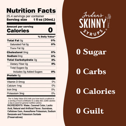 Jordan's Skinny Syrups Sugar Free Coffee Syrup, Vanilla Flavor Drink Mix, Zero Calorie Flavoring for Chai Latte, Protein Shake, Food and More, Gluten Free, Keto Friendly, 25.4 Fl Oz, 2 Pack