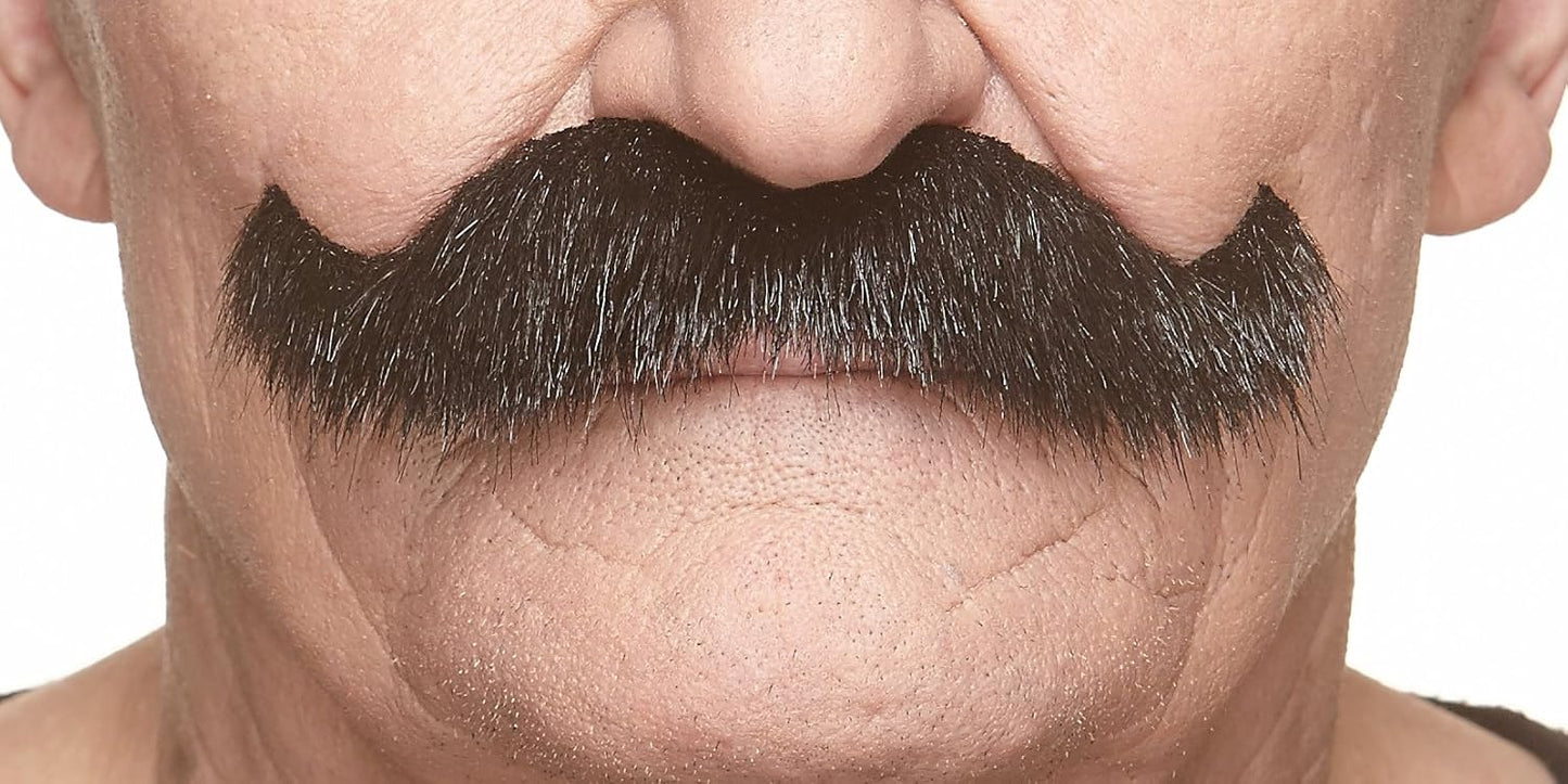 Mustaches Self Adhesive Fake Mustache, Novelty, Rocking Grandpa's False Facial Hair, Costume Accessory for Adults, Black Lustrous Color