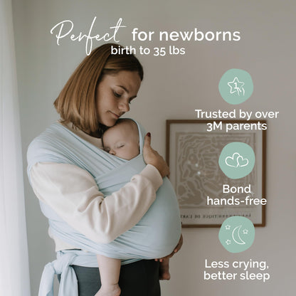 Boba Baby Wrap Carrier - Original Baby Carrier Wrap Sling for Newborns - Baby Wearing Essentials - Newborn Wrap Swaddle Holder, Newborn to Toddler Infant Sling (Grey)