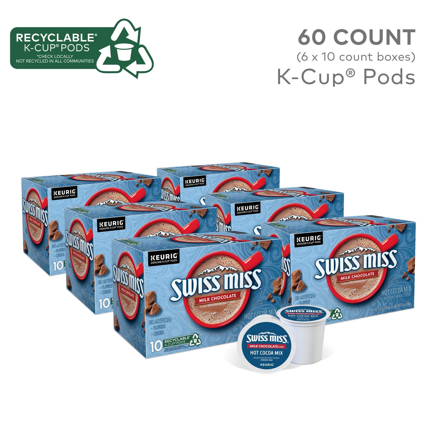 Swiss Miss Milk Chocolate Hot Cocoa, Keurig Single-Serve K-Cup Pods, 44 Count