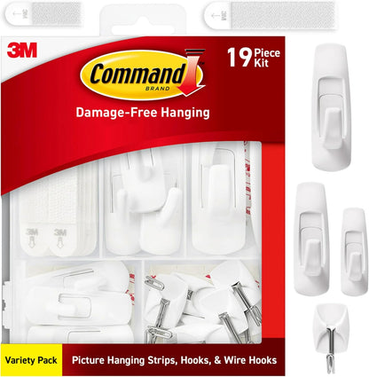 Command Variety Pack, Picture Hanging Strips, Wire Hooks and Utility Hooks, Damage Free Hanging Variety Pack for Up to 19 Items, 1 Kit