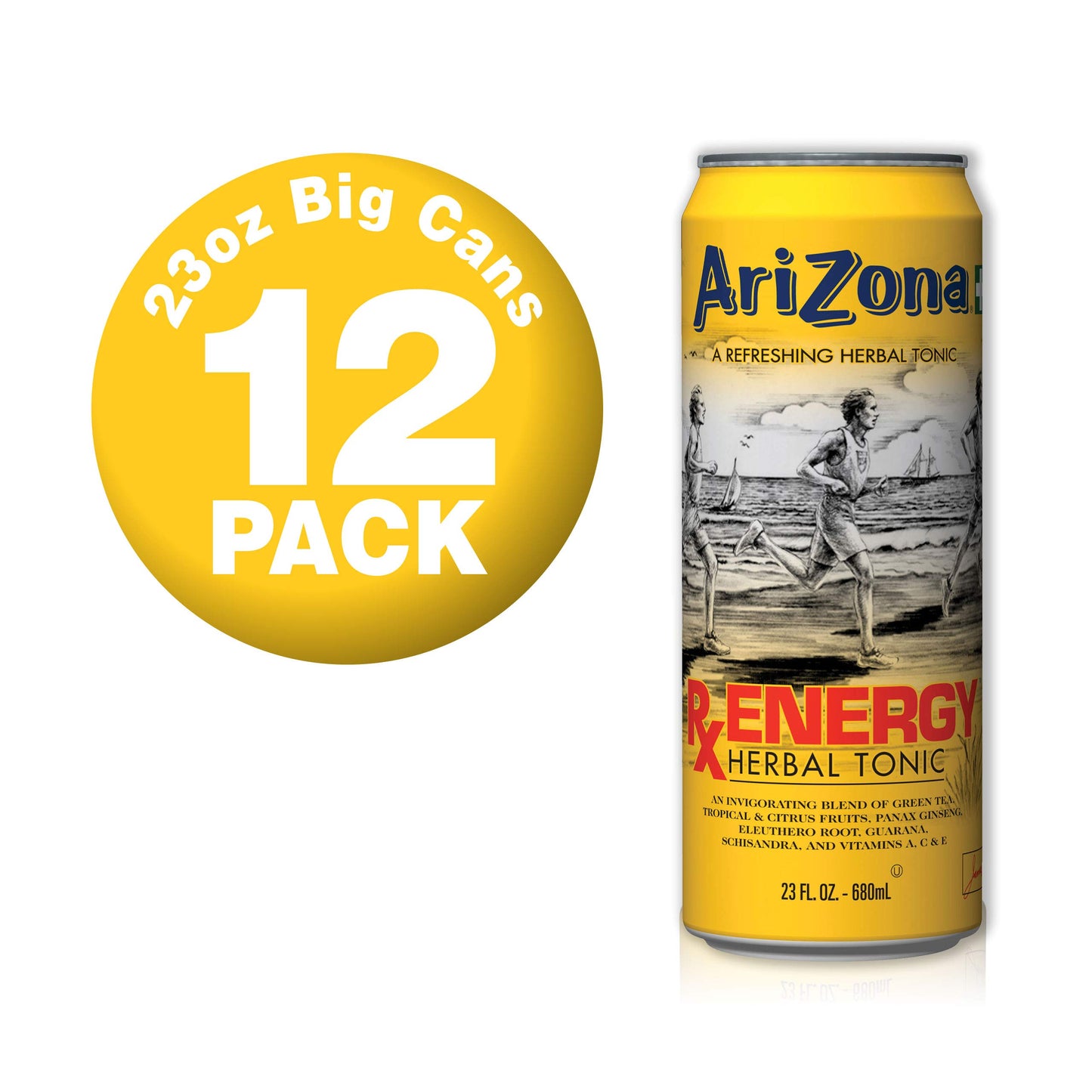 AriZona Green Tea with Ginseng and Honey - Big Can, 22 Fl Oz (Pack of 24)