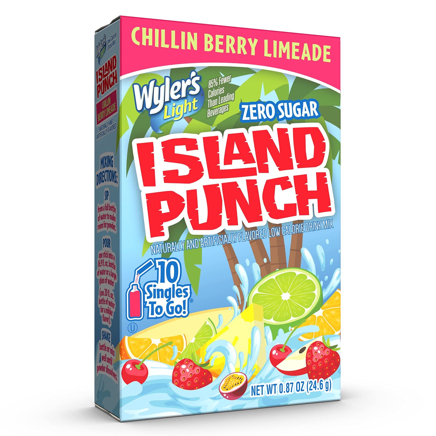 Wyler's Light Island Punch Singles to Go, Variety Pack, Fruity Red Punch, Purple Berry Wave, Berry Jammer and Blue Ocean Breeze, 1 Box (40 Single Servings)