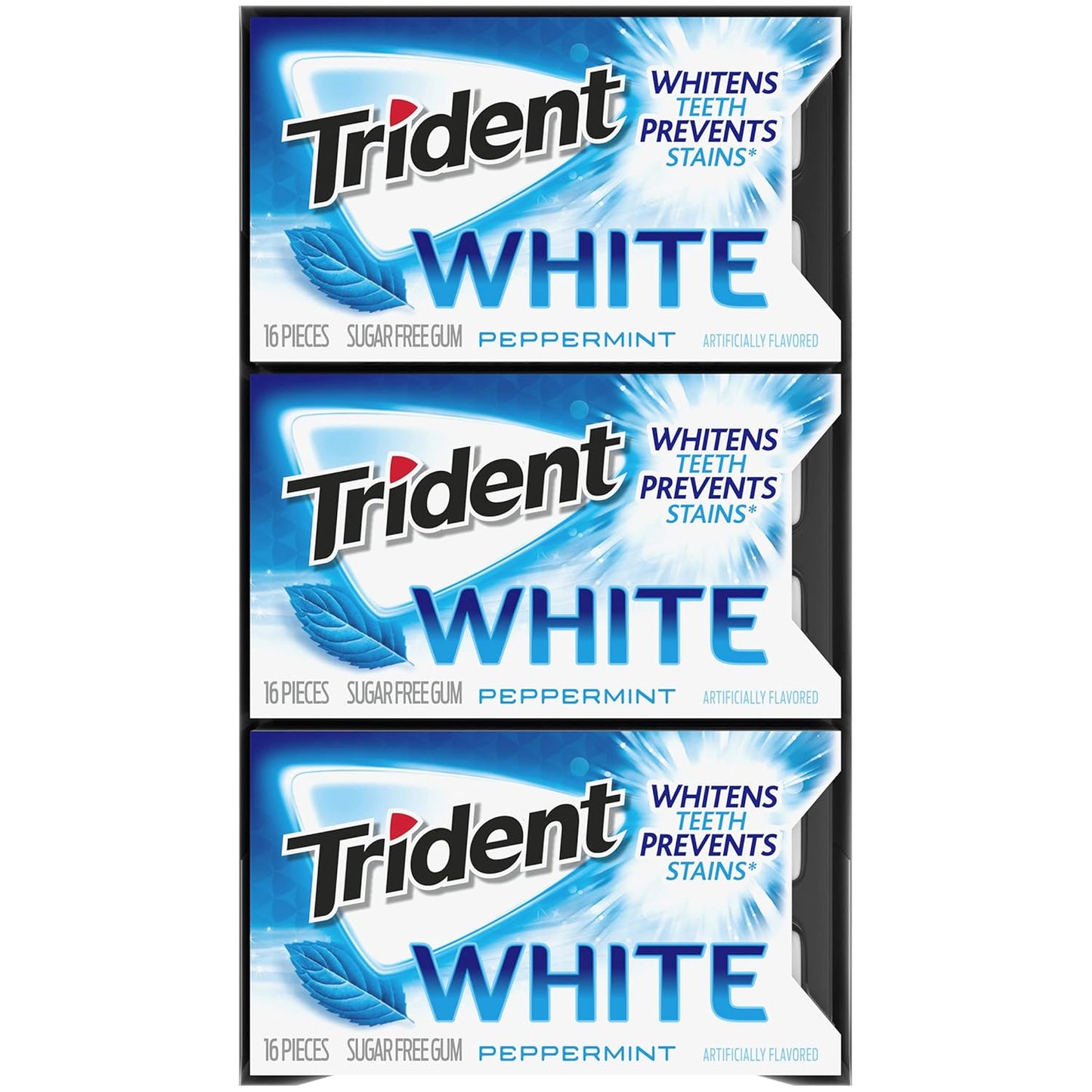 Trident White Peppermint Sugar Free Gum, 16 Count (Pack of 9)