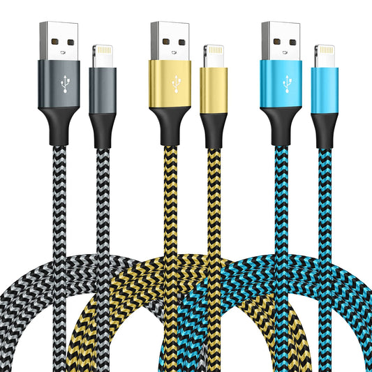 [Apple MFi Certified] iPhone Charger 3 Pack 6FT USB Lightning Cable Fast Charging Nylon Braided Cord Compatible with 14/13/12/11 Pro Max/XS MAX/XR/XS/X/8/7/Plus/6S/6/SE/5S/iPad