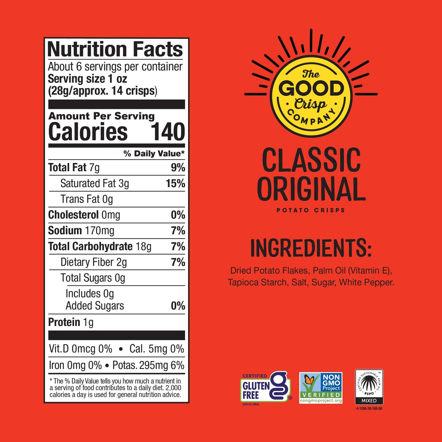 The Good Crisp Company, Good Crisps Minis (Original, 1.6 Ounce, Pack of 12) Non-GMO, Allergen Friendly, Potato Chip Snack Pack, Gluten Free Snacks