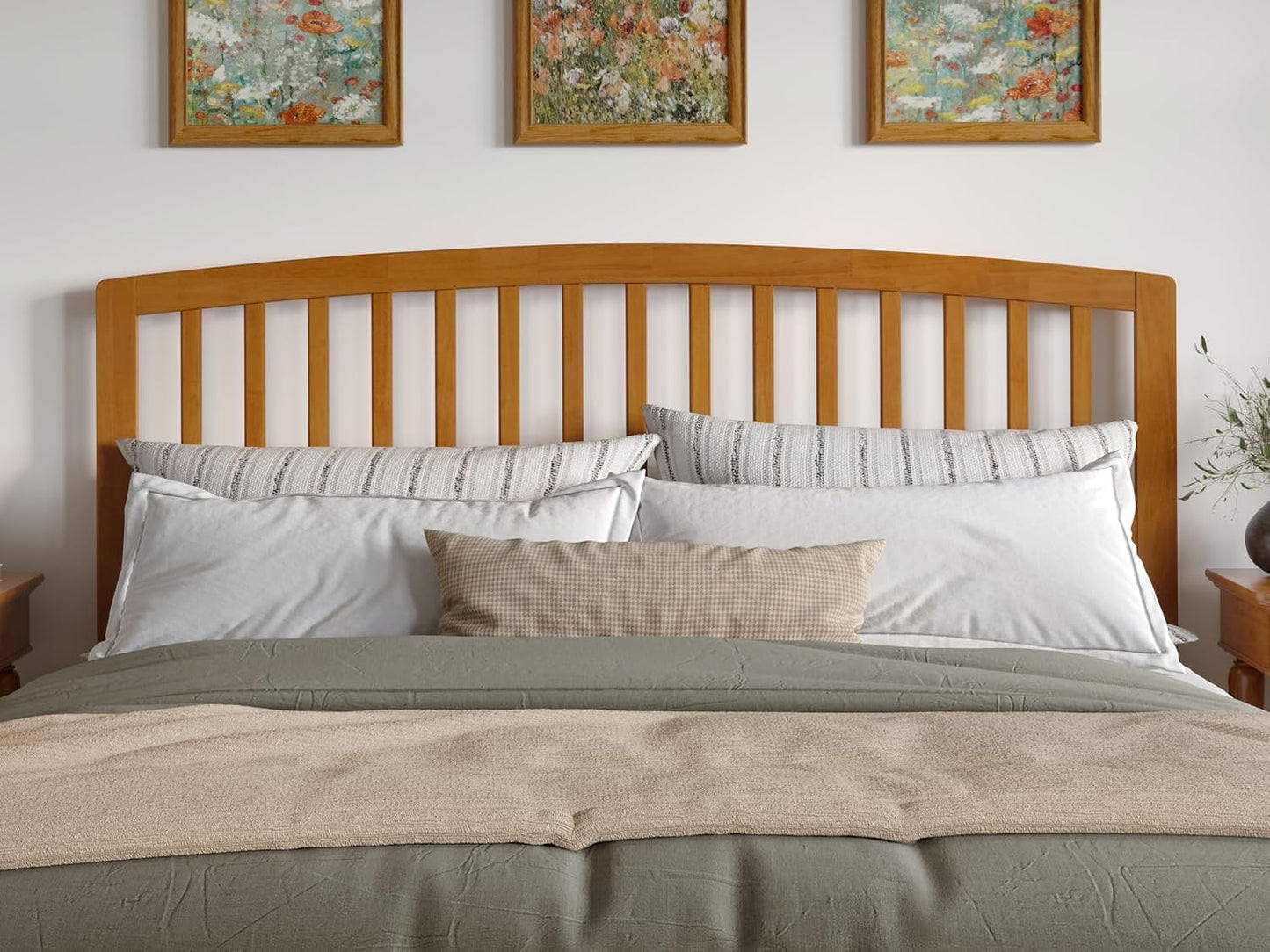 AFI Richmond King Solid Wood Headboard with Attachable Charger in Light Toffee