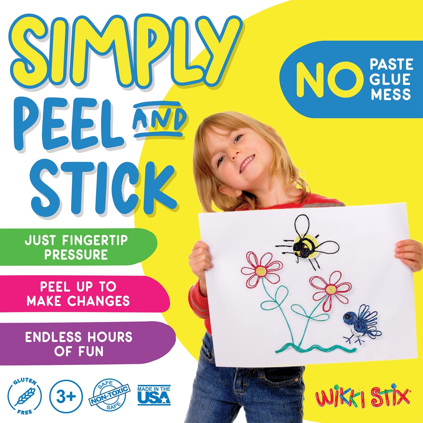 Wikki Stix for Doodlers - Kid's Travel Essential: Portable Creativity On-The-Go! Pack of 24 Wikki Stix in Neon and Primary Colors. Made in USA ! 3 & Up.