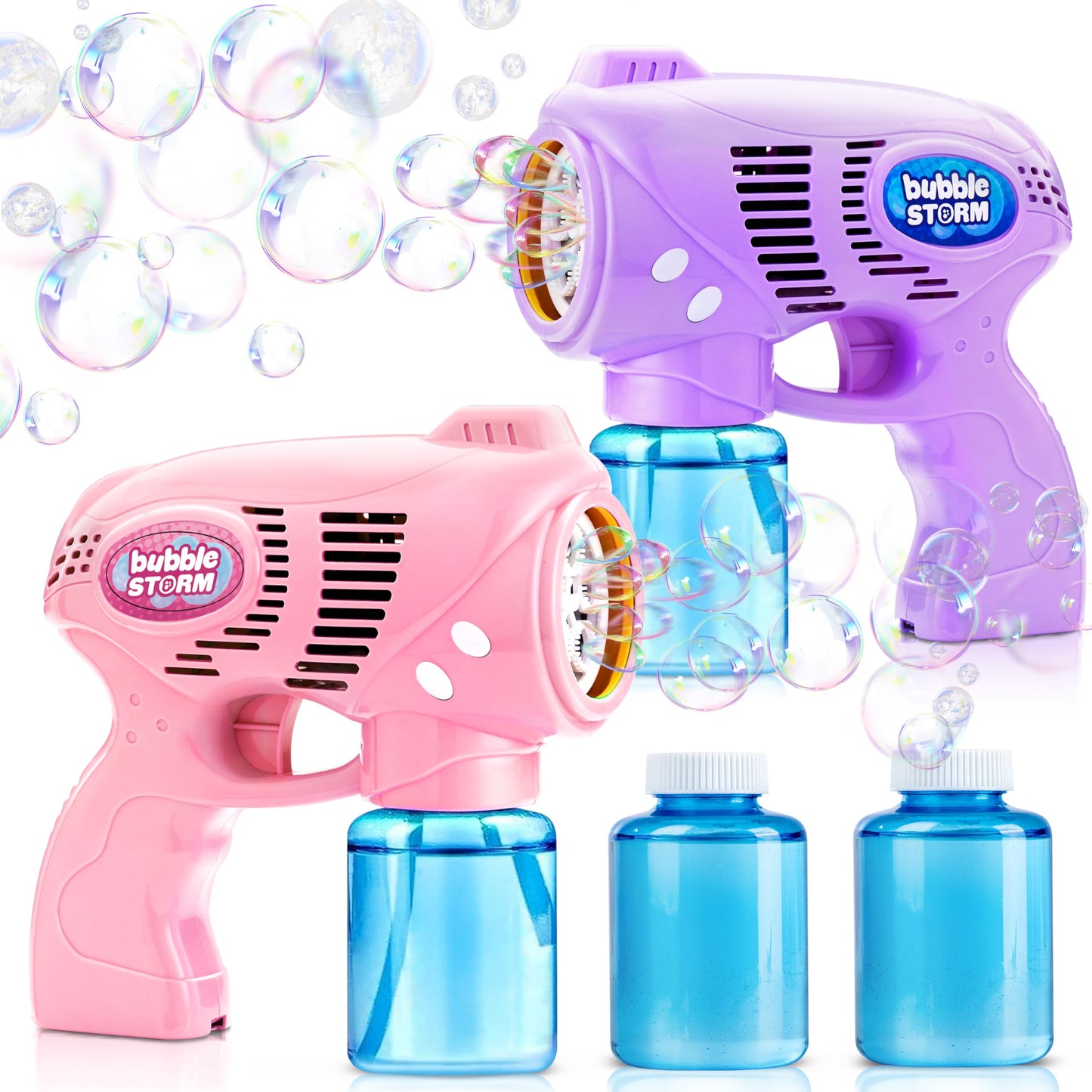 JOYIN 2 Kids Bubble Gun with 2 Bottles Bubble Refill Solution, Bubble Guns kids 4-8, Bubble Machine Gun for Toddlers 1-3, Bubble Gun Blaster Party Favors, Summer Toy, Outdoors, Easter, Birthday Gift