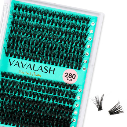 VAVALASH DIY Lash Extension Kit 280 Clusters Individual Lashes Kit 30D 40D 0.07D-10-16mm Lash Clusters, Lash Bond and Seal, Lash Tweezer for DIY Eyelash Extension at Home（Kit-30D+40D-0.07D-10-16MIX）