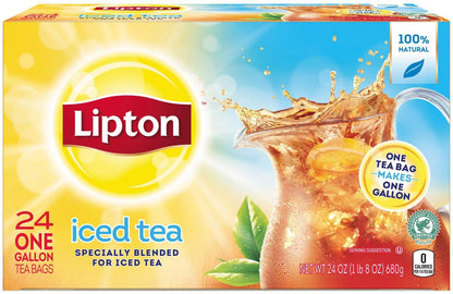 Lipton Unsweetened Iced Tea Bags, Family Size Tea Bags, 144 Total Tea Bags (24ct - Pack of 6)