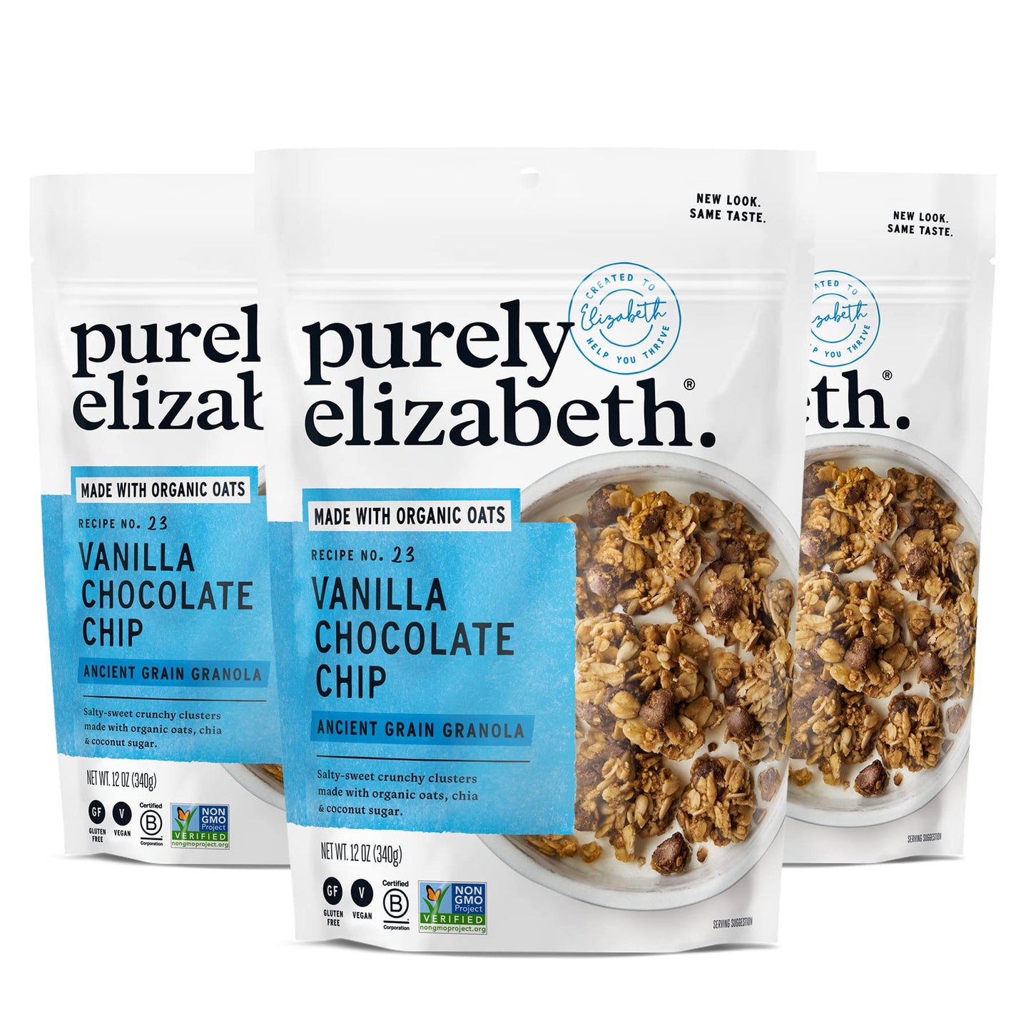 Purely Elizabeth Organic Original, Ancient Grain Granola, Gluten-Free, Non-GMO (3 Ct, 12oz Bags)