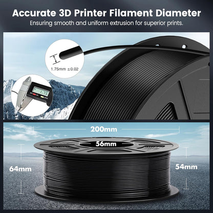 SUNLU PLA 3D Printer Filament PLA Filament 1.75mm, Neatly Wound PLA 3D Printing Filament 1.75mm, Dimensional Accuracy +/- 0.02 mm, Fit Most FDM 3D Printers, 1kg Spool (2.2lbs), PLA Black