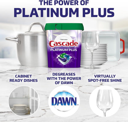 Cascade Platinum Plus ActionPacs Dishwasher Detergent Pods, Mountain, 62 Count