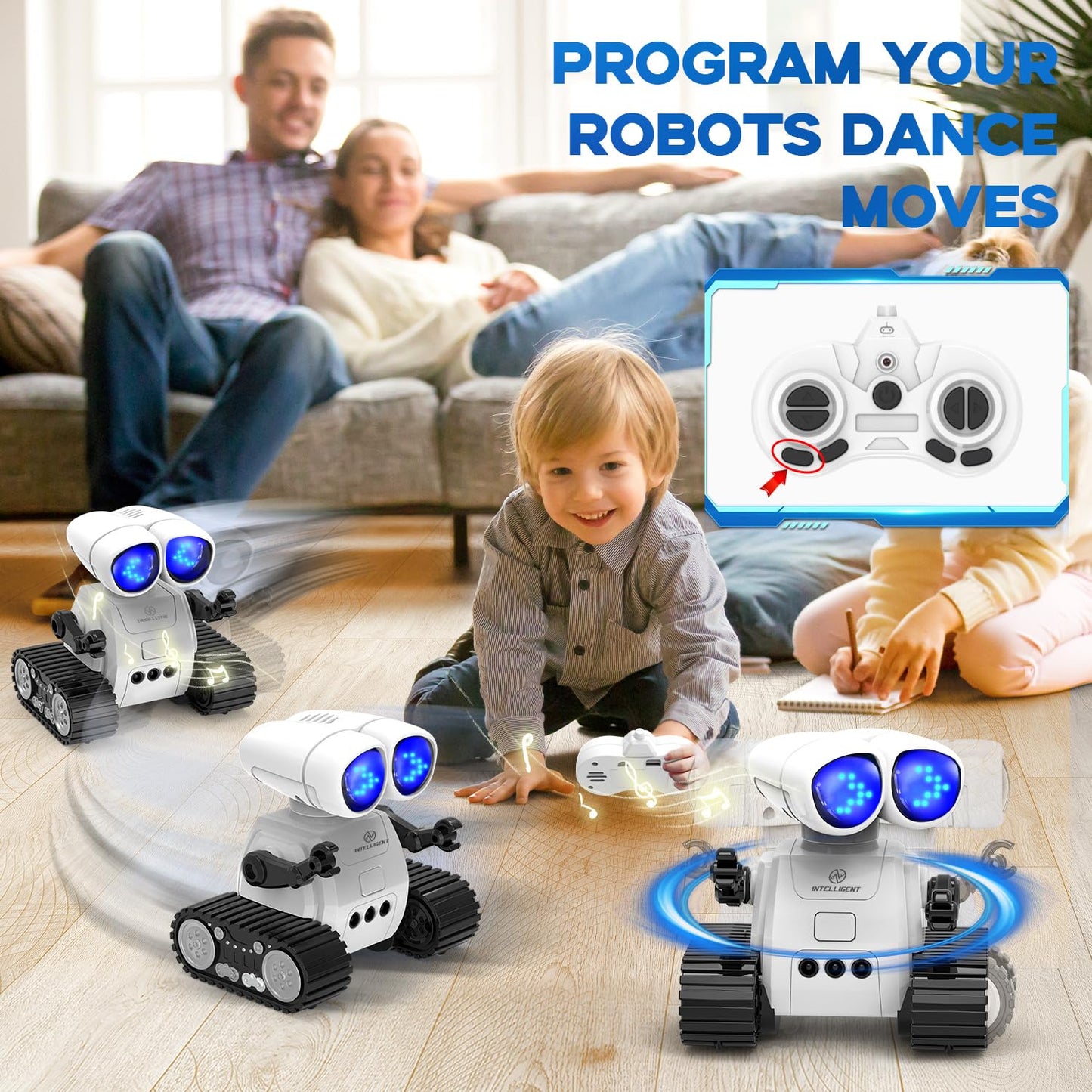 TOY Life Rechargeable Remote Control Robot Toys with Auto-Demonstration, Music & LED Eyes. Walkie Talkie Robot Toys for Kids 7 8 12, Kids Robot Toys Gifts for Boys Girls, Toddler RC Robot (White)