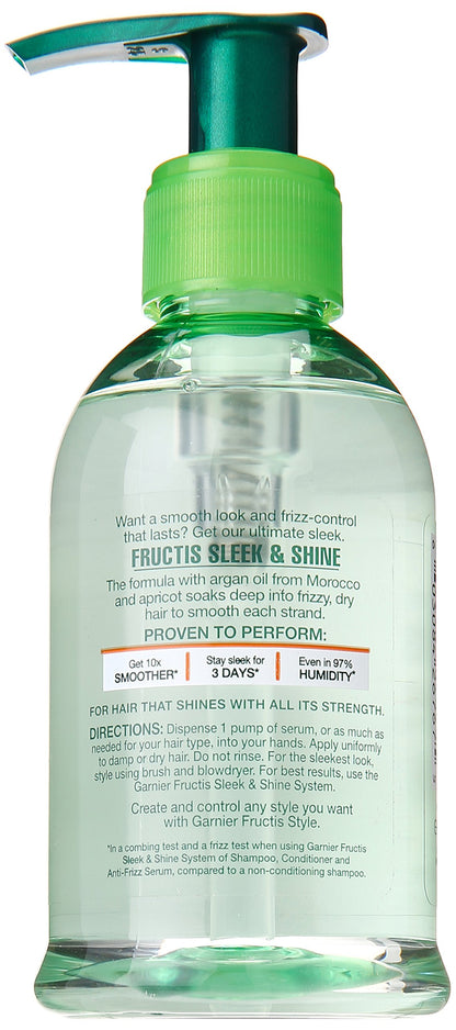 Garnier Fructis Sleek & Shine Anti-Frizz Serum for Frizzy, Dry Hair, Argan Oil, 5.1 Fl Oz, 1 Count (Packaging May Vary)