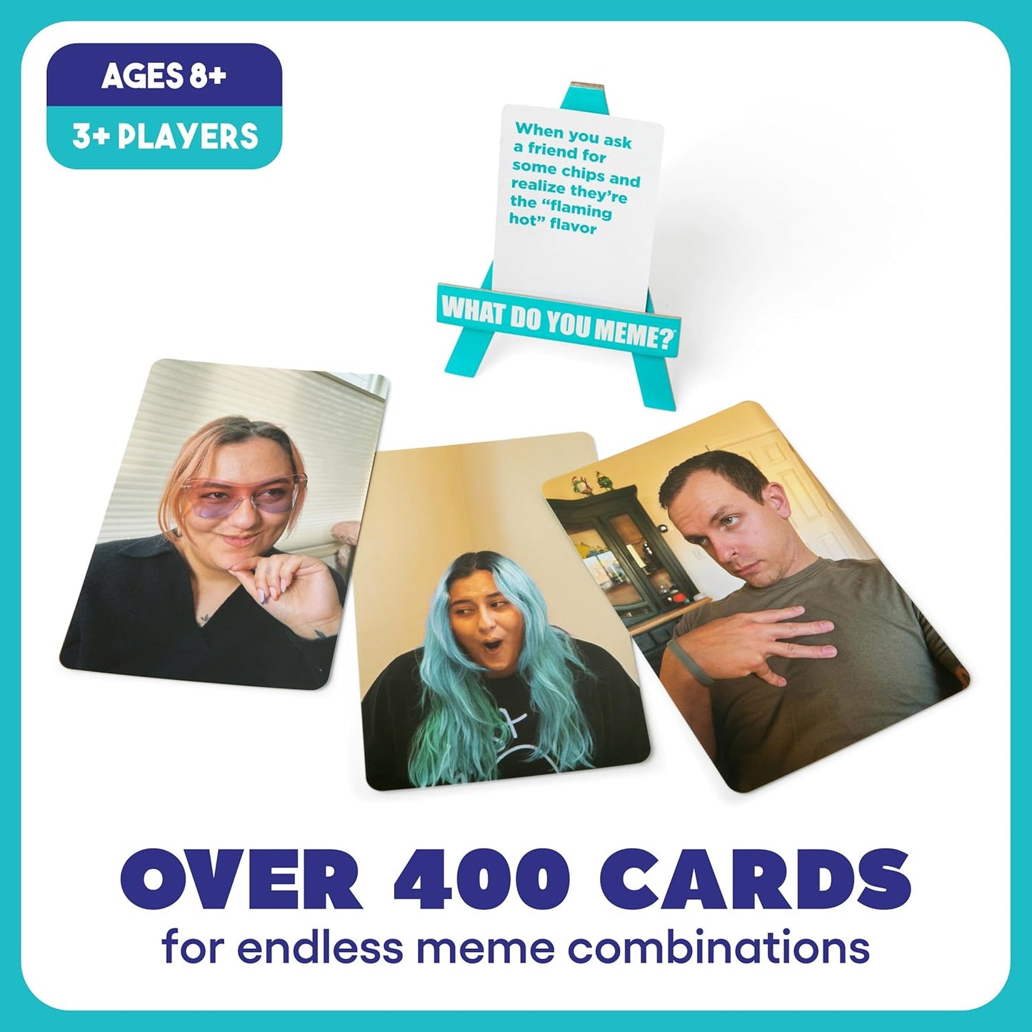 WHAT DO YOU MEME? Family Edition by Relatable, Kids Games for Kids 8+, Christmas Games for Families, The TikTok Viral Sensation, Includes 300 Caption Cards, 65 Photo Cards, and Game Instructions