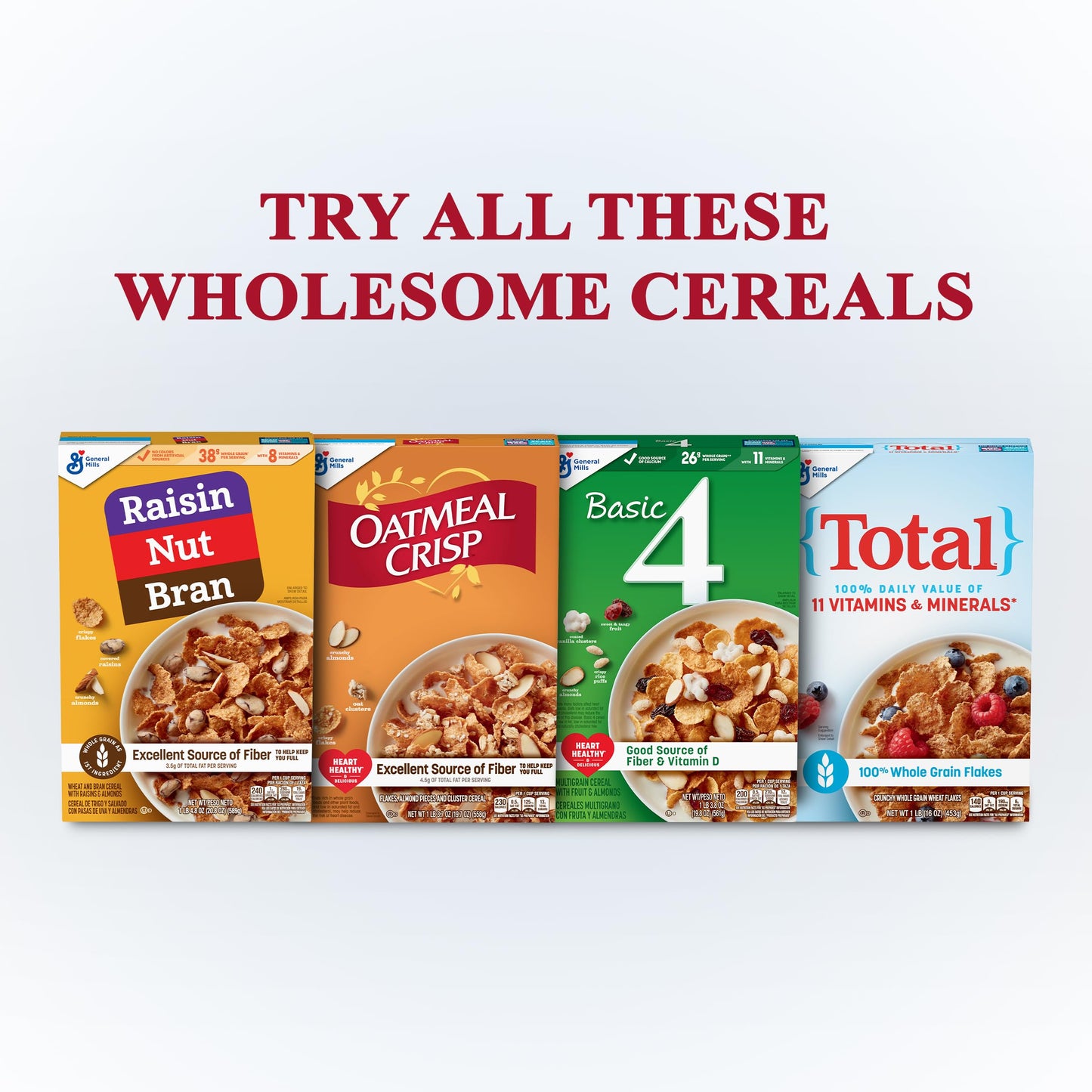 Total Breakfast Cereal, 100% Daily Value of 11 Vitamins & Minerals, Whole Grain Cereal, 16 oz