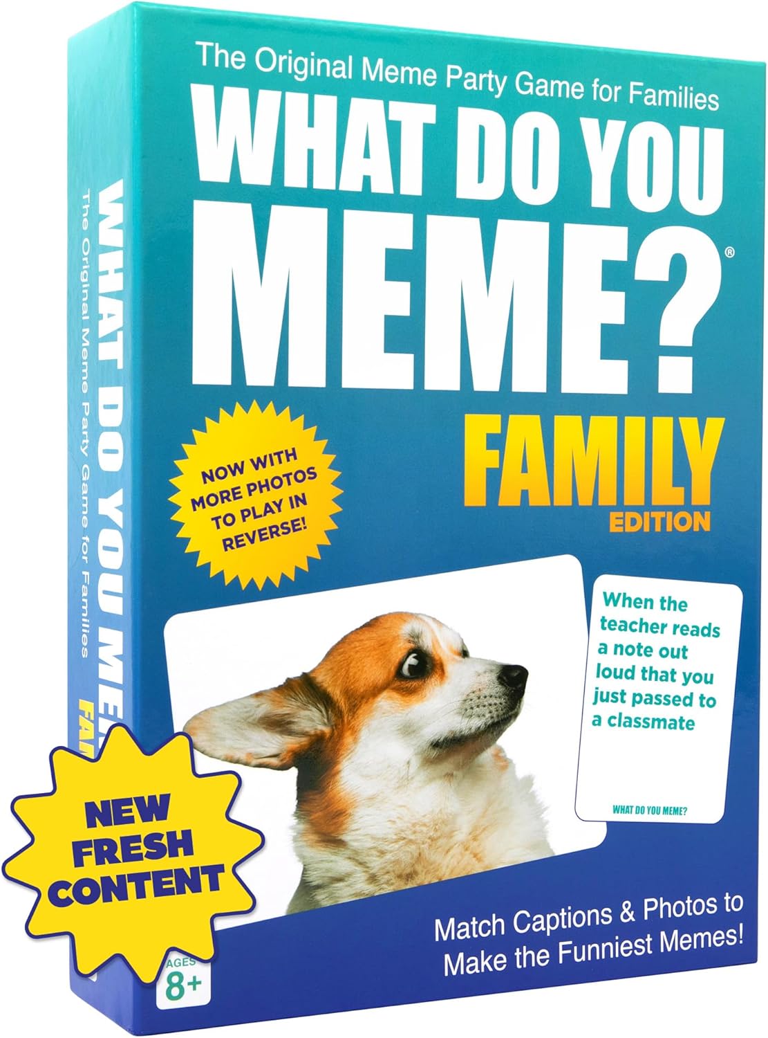 WHAT DO YOU MEME? Family Edition by Relatable, Kids Games for Kids 8+, Christmas Games for Families, The TikTok Viral Sensation, Includes 300 Caption Cards, 65 Photo Cards, and Game Instructions