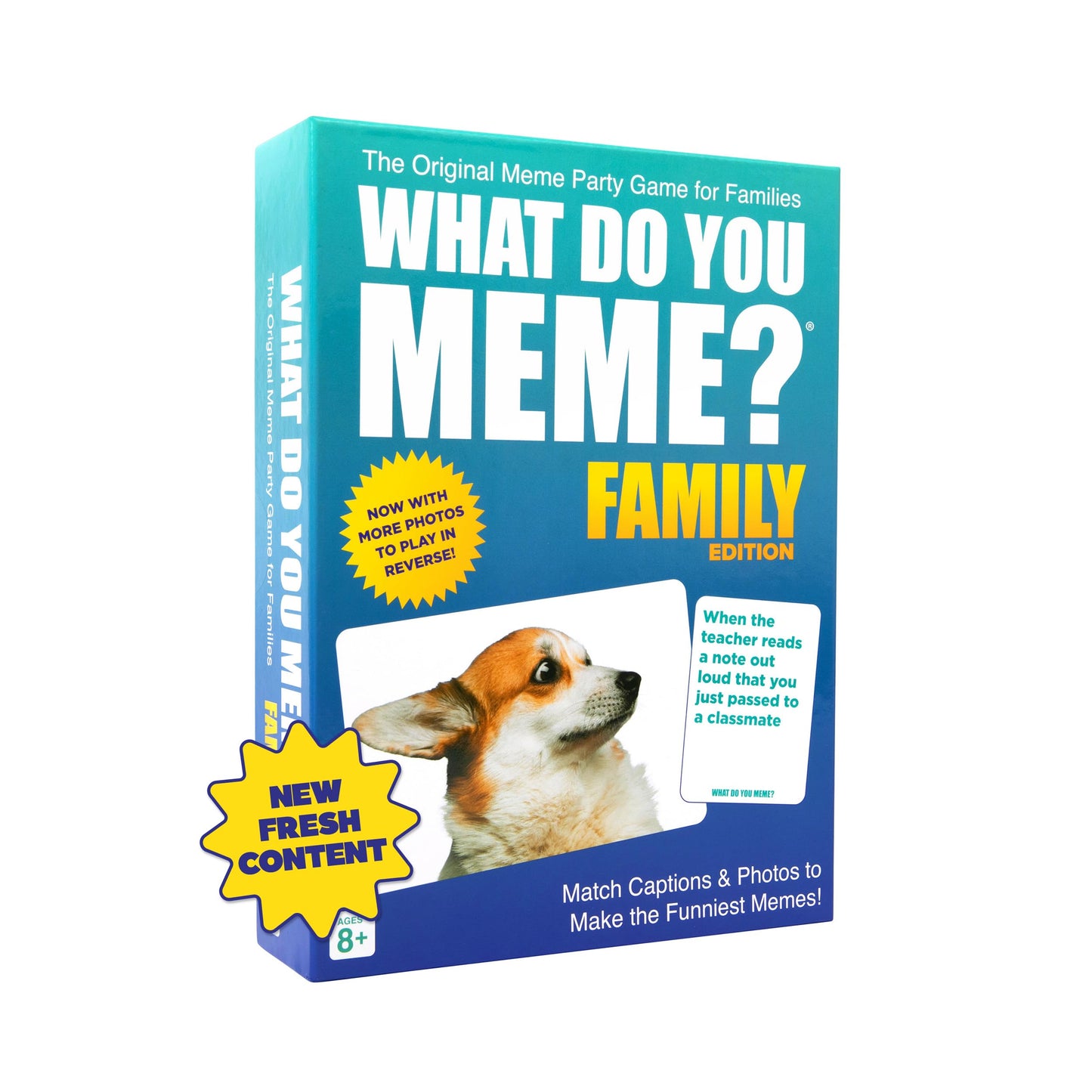 WHAT DO YOU MEME? Family Edition by Relatable, Kids Games for Kids 8+, Christmas Games for Families, The TikTok Viral Sensation, Includes 300 Caption Cards, 65 Photo Cards, and Game Instructions