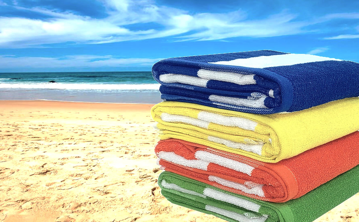 BolBom*S Cotton Beach Towels- Hammam Classic Pool Towel 30 x 60 Inches Oversized Soft Beach Towels for Adults - Luxury Beach Bath Towels - Summer Gifts Beach Accessories - Pack of 6