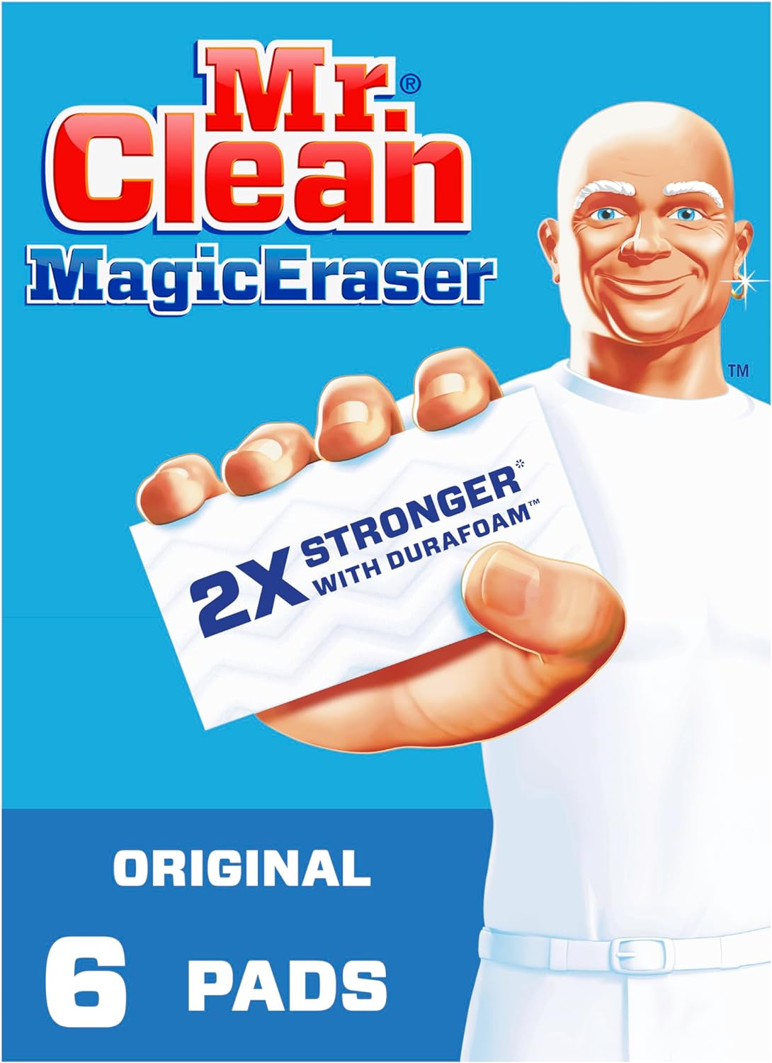 Mr. Clean Magic Eraser, Shoe, Bathroom, Oven, and Shower Cleaner, Cleaning Pads with Durafoam, 6 Count