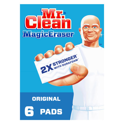 Mr. Clean Magic Eraser, Shoe, Bathroom, Oven, and Shower Cleaner, Cleaning Pads with Durafoam, 6 Count