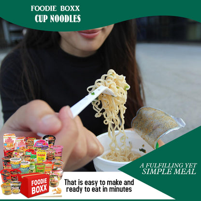 FOODIE BOXX Asian Instant Ramen Noodles Variety Pack with Cookies & Chopsticks (Dry)