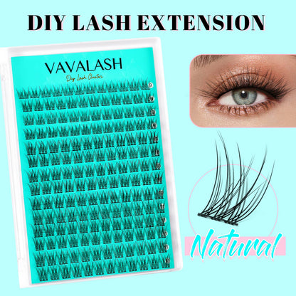 VAVALASH DIY Lash Extension Kit 280 Clusters Individual Lashes Kit 30D 40D 0.07D-10-16mm Lash Clusters, Lash Bond and Seal, Lash Tweezer for DIY Eyelash Extension at Home（Kit-30D+40D-0.07D-10-16MIX）