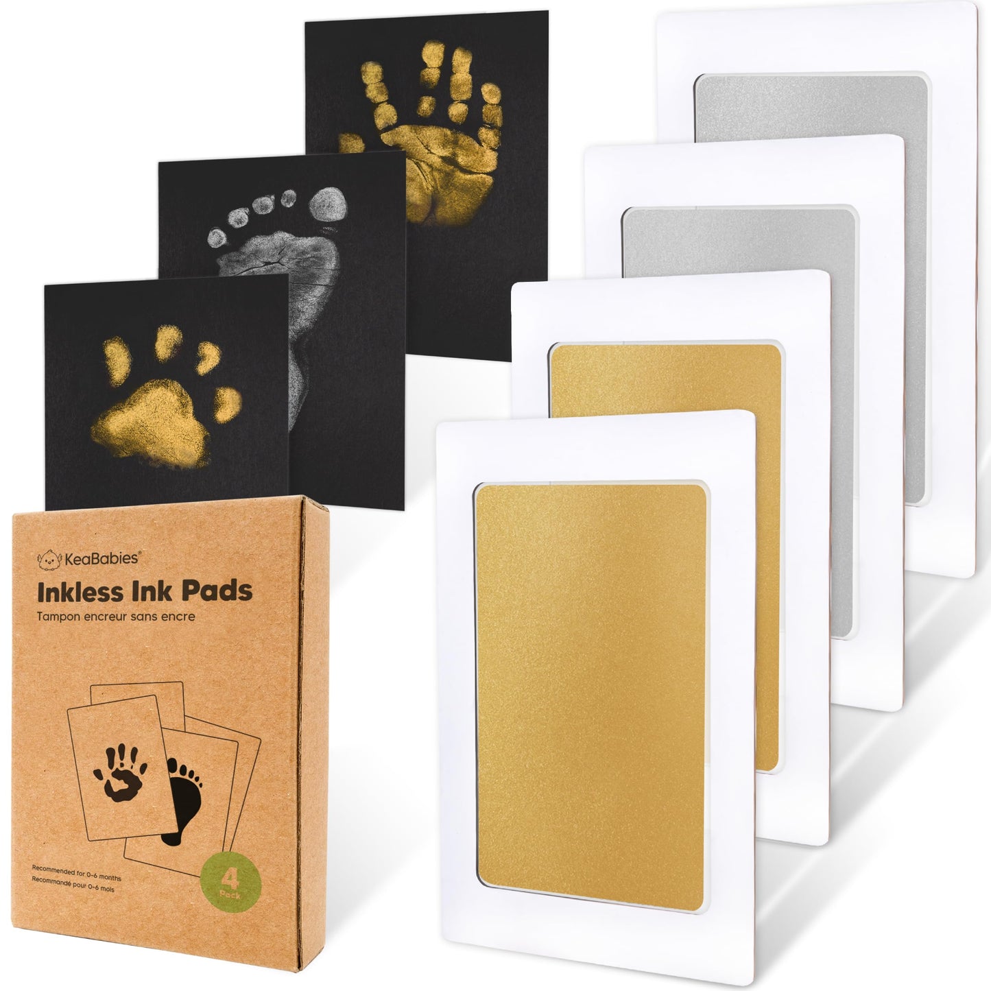 4-Pack Inkless Hand and Footprint Kit - Ink Pad for Baby Hand and Footprints - Dog Paw Print Kit,Dog Nose Print Kit - Baby Footprint Kit, Clean Touch Baby Foot Printing Kit, Handprint Kit (Jet Black)