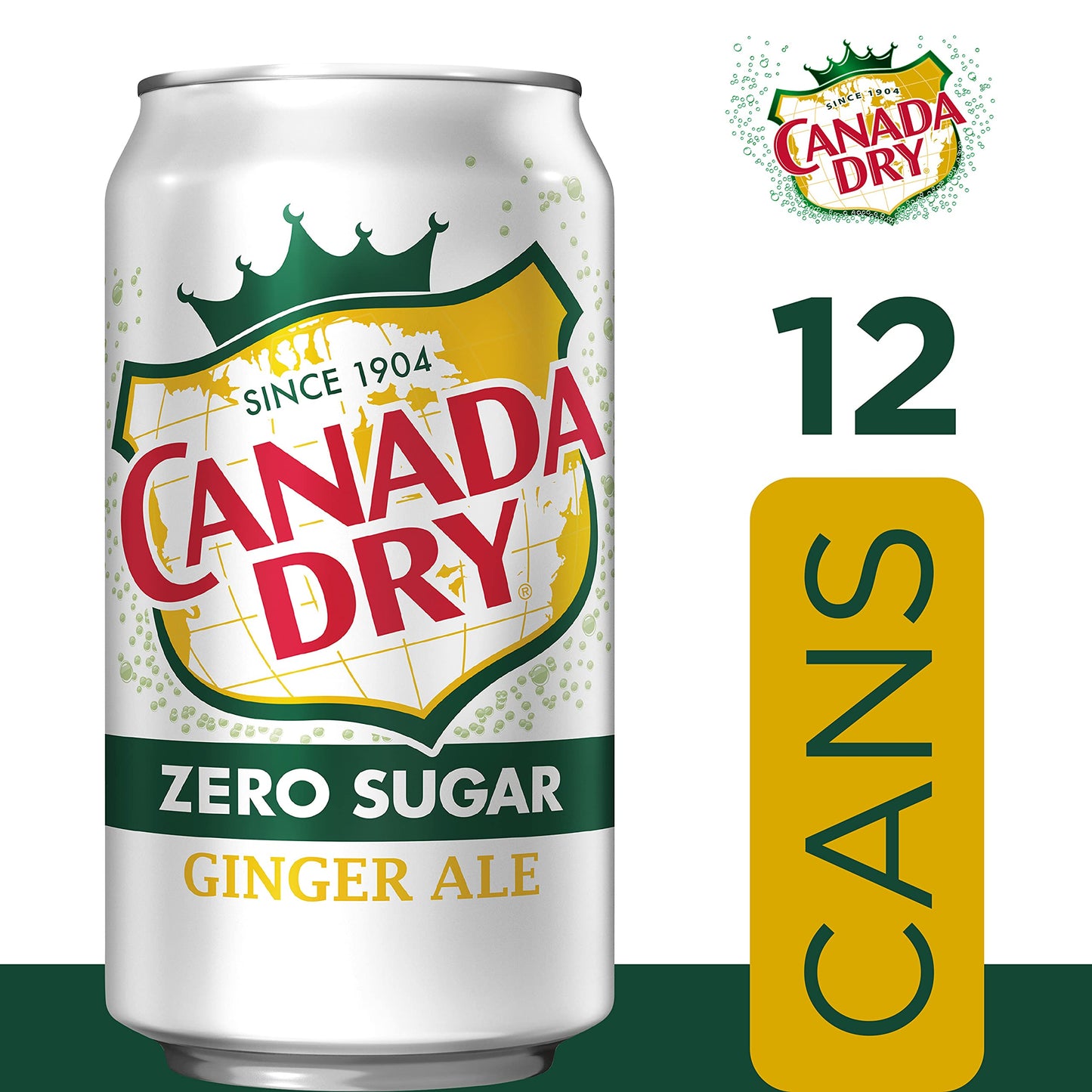 Canada Dry Zero Sugar Ginger Ale Soda, 12 fl oz cans (Pack of 12)