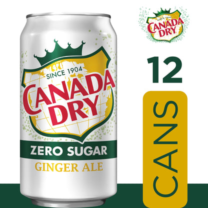 Canada Dry Zero Sugar Ginger Ale Soda, 12 fl oz cans (Pack of 12)