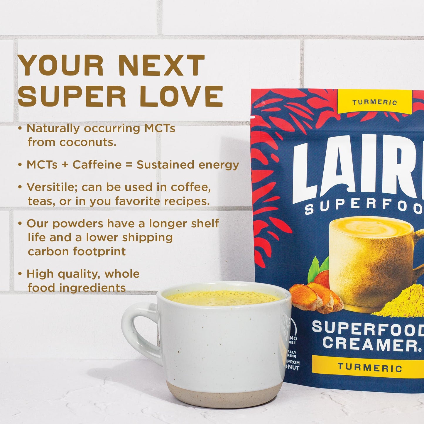 Laird Superfood Non-Dairy Superfood Creamer - Coconut Powder Coffee Creamer - Sweet & Creamy - Gluten Free, Non-GMO, Vegan - 16 oz. Bag, Pack of 1